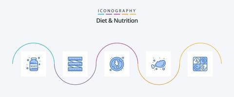 dieta e nutrição azul 5 ícone pacote Incluindo saúde. dieta. dieta. fresco. dieta vetor