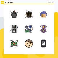 9 do utilizador interface linha preenchida plano cor pacote do moderno sinais e símbolos do preferência ligar conexão Tempo ampulheta editável vetor Projeto elementos