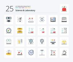 Ciência 25 plano cor ícone pacote Incluindo conhecimento. livro. magnético. vida. genética vetor