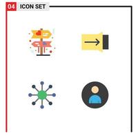4 plano ícone conceito para sites Móvel e apps borda humano gesto rede pessoas editável vetor Projeto elementos