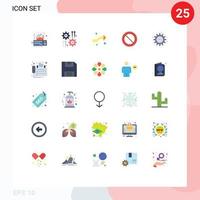 Móvel interface plano cor conjunto do 25 pictogramas do eficiência básico roda banimento interseção editável vetor Projeto elementos