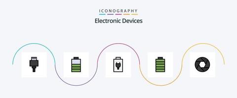 dispositivos linha preenchidas plano 5 ícone pacote Incluindo . foto. elétrico. foco. abertura vetor
