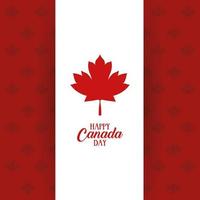 cartão de celebração do dia do Canadá com padrão de bandeira e folhas de plátano vetor