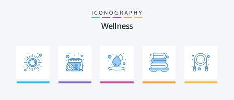 bem estar azul 5 ícone pacote Incluindo . corda. derrubar. pular. aquecimento. criativo ícones Projeto vetor