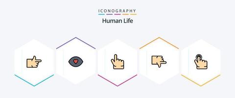 humano 25 linha preenchida ícone pacote Incluindo . dedo. dedo indicador. clique. polegares vetor