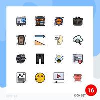 16 temático vetor plano cor preenchidas linhas e editável símbolos do morte caixão rótulo compras carrinho editável criativo vetor Projeto elementos