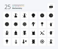 bioquímica 25 sólido glifo ícone pacote Incluindo química. bioquímica. bioquímica. morte. Perigo vetor