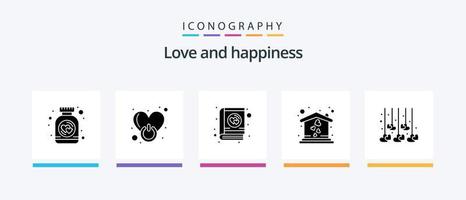 amor glifo 5 ícone pacote Incluindo coração. doce lar. amar. amar. namorados. criativo ícones Projeto vetor