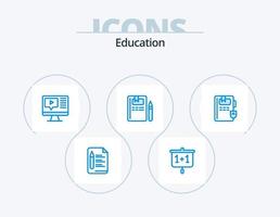 Educação azul ícone pacote 5 ícone Projeto. Educação. lápis. computador. conhecimento. livro vetor