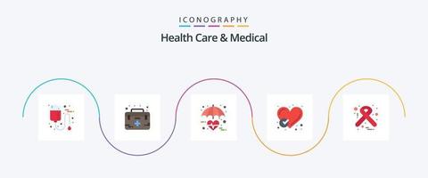 saúde Cuidado e médico plano 5 ícone pacote Incluindo feito. relatório. médico. coração. médico vetor