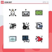 9 do utilizador interface linha preenchida plano cor pacote do moderno sinais e símbolos do Formato doença jogos Socorro velozes editável vetor Projeto elementos