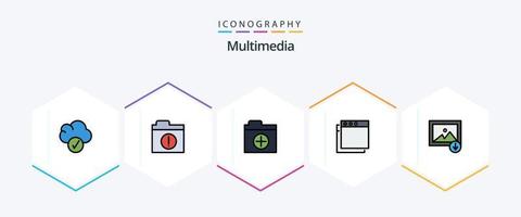 multimídia 25 linha preenchida ícone pacote Incluindo . novo. . imagem vetor