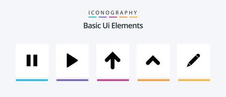 básico ui elementos glifo 5 ícone pacote Incluindo estudar. placa. seta. acima. seta. criativo ícones Projeto vetor
