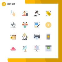 Móvel interface plano cor conjunto do 16 pictogramas do preço tag compras o negócio analista desconto segurança editável pacote do criativo vetor Projeto elementos
