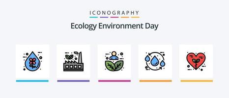 ecologia linha preenchidas 5 ícone pacote Incluindo folha. proteção. derrubar. energia. água. criativo ícones Projeto vetor