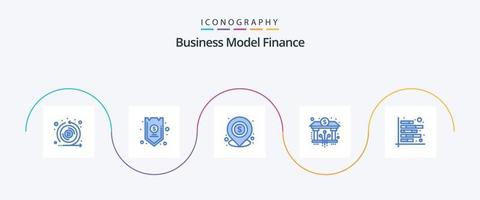 finança azul 5 ícone pacote Incluindo blockchain. banco. fundos. localização. empréstimo vetor