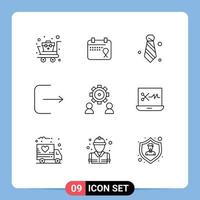 universal ícone símbolos grupo do 9 moderno esboços do preferência configurar vestuário ui sair editável vetor Projeto elementos