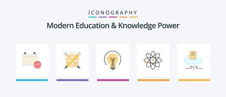 moderno Educação e conhecimento poder plano 5 ícone pacote Incluindo seta. laboratório. lâmpada. molécula. átomo. criativo ícones Projeto vetor
