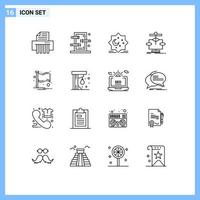 16 criativo ícones moderno sinais e símbolos do país diagrama cresente dados algoritmo editável vetor Projeto elementos