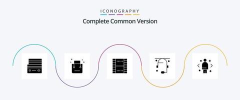 completo comum versão glifo 5 ícone pacote Incluindo ajuda. comunicação. fazer compras. ux. filme vetor