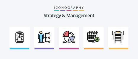 estratégia e gestão linha preenchidas 5 ícone pacote Incluindo comece. empreendedor. análise. sucesso. equipe. criativo ícones Projeto vetor