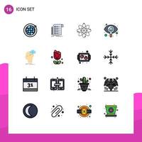 Móvel interface plano cor preenchidas linha conjunto do 16 pictogramas do chuva de ideias visto átomo procurar Ciência editável criativo vetor Projeto elementos