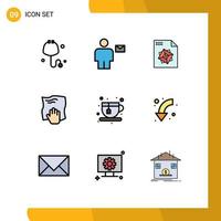 9 do utilizador interface linha preenchida plano cor pacote do moderno sinais e símbolos do chá esfregar Arquivo esfregar mão editável vetor Projeto elementos