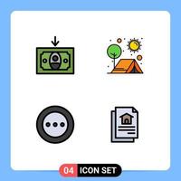 conjunto do 4 moderno ui ícones símbolos sinais para dinheiro disposição acampamento ao ar livre ordem editável vetor Projeto elementos