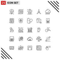 conjunto do 25 moderno ui ícones símbolos sinais para noite nuvem faca clima conexão editável vetor Projeto elementos