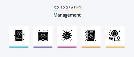 gestão glifo 5 ícone pacote Incluindo localizador. telefone. lançar. diretório. tempo. criativo ícones Projeto vetor