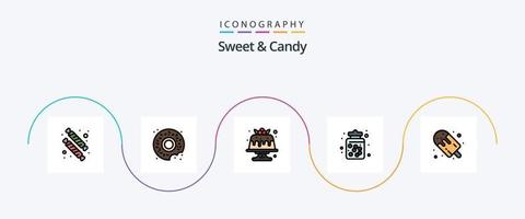 doce e doce linha preenchidas plano 5 ícone pacote Incluindo doce. Comida. bolo. sobremesa. doce vetor