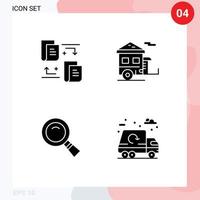 4 sólido glifo conceito para sites Móvel e apps arquivos Veja acampamento reboque procurar editável vetor Projeto elementos