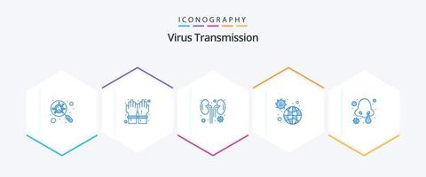 vírus transmissão 25 azul ícone pacote Incluindo doença. pandemia. doença. infecção. doença vetor