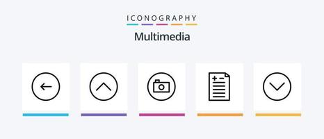 multimídia linha 5 ícone pacote Incluindo comunicação. seta. abaixo. multimídia. meios de comunicação. criativo ícones Projeto vetor