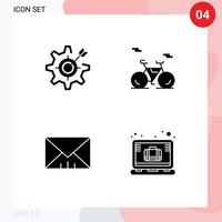 moderno conjunto do 4 sólido glifos e símbolos tal Como configurar mensagem configuração transporte breve editável vetor Projeto elementos