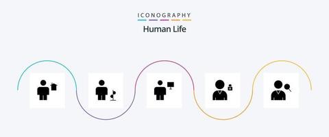 humano glifo 5 ícone pacote Incluindo do utilizador. bloquear. humano. tela. computador vetor