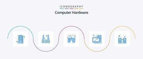 computador hardware azul 5 ícone pacote Incluindo palestrante. hardware. jogos almofada. computador. hardware vetor