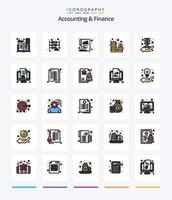 criativo contabilidade e finança 25 linha preenchidas ícone pacote tal Como negócios. dinheiro. escritório. moedas. papel vetor