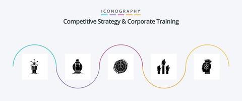 competitivo estratégia e corporativo Treinamento glifo 5 ícone pacote Incluindo humano. capacidade. mais baixo. intenção. desejo vetor