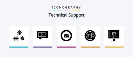 técnico Apoio, suporte glifo 5 ícone pacote Incluindo apoiar. global. bater papo. comunicação. digitando. criativo ícones Projeto vetor