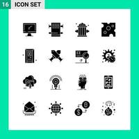 16 criativo ícones moderno sinais e símbolos do porta refeição bombeiro Comida queijo editável vetor Projeto elementos