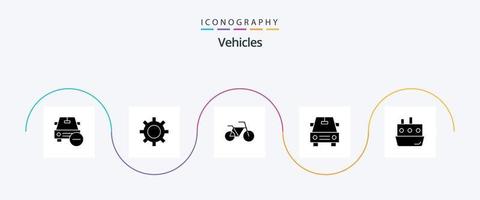 veículos glifo 5 ícone pacote Incluindo transporte. enviar. veículo manutenção. carro. veículos vetor