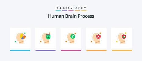 humano cérebro processo plano 5 ícone pacote Incluindo proteger. cabeça. face. cérebro. humano. criativo ícones Projeto vetor