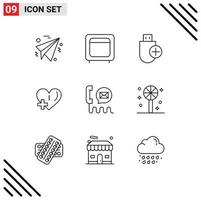 9 criativo ícones moderno sinais e símbolos do comunicação adicionar adicionar amor bastão editável vetor Projeto elementos