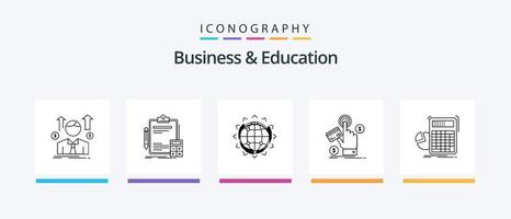 o negócio e Educação linha 5 ícone pacote Incluindo análise. metas. garantia. grampo borda. negócios. criativo ícones Projeto vetor