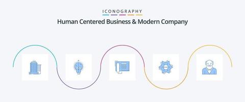 humano centrado o negócio e moderno companhia azul 5 ícone pacote Incluindo vovô. logotipo. Telefone. marca. Estrela vetor