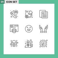 9 criativo ícones moderno sinais e símbolos do feliz emoji teste bate-papo servidor editável vetor Projeto elementos