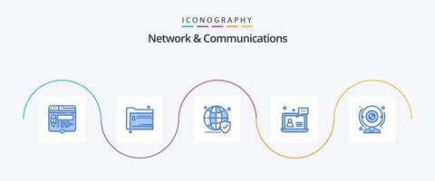 rede e comunicações azul 5 ícone pacote Incluindo do utilizador. apoiar. documentos. seguro. local na rede Internet vetor