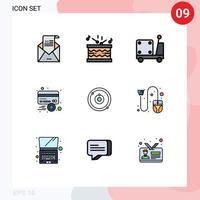 do utilizador interface pacote do 9 básico linha preenchida plano cores do crédito crédito Gravetos cartão caminhão editável vetor Projeto elementos