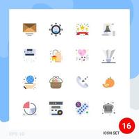 Móvel interface plano cor conjunto do 16 pictogramas do legal ar desconto forte torre editável pacote do criativo vetor Projeto elementos